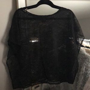 Black lace sheer top